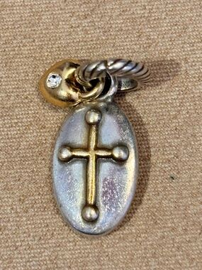 🆕Listing Brighton Faithful charm Silver w Gold cross Dangling gold heart Retired
